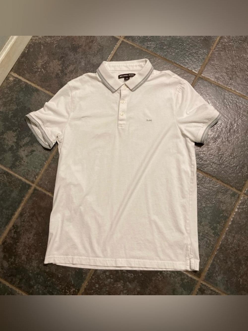 Michael Kors White Short Sleeve Greenwich Polo Shirt Men’s Size M